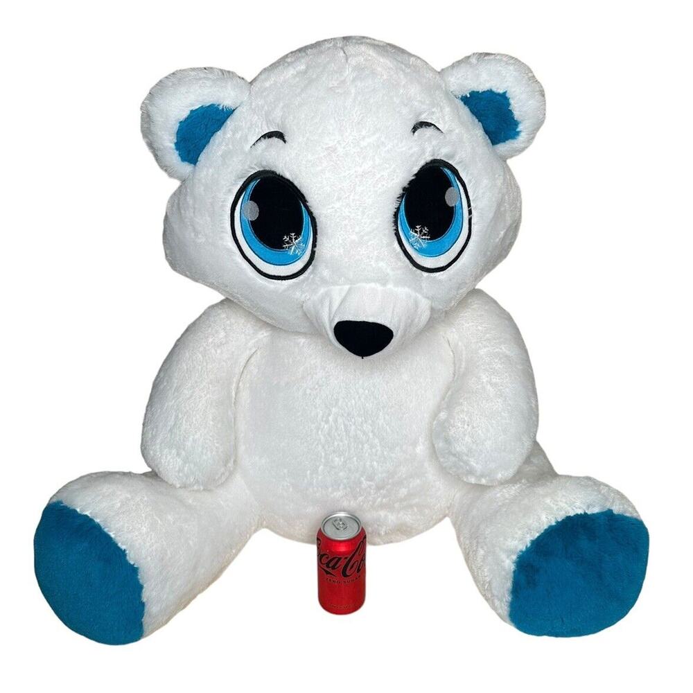 Peek a Boo Toys White Large Plush Stuffed TUNDRA Polar Bear Snowflake Eyes‎ 30"